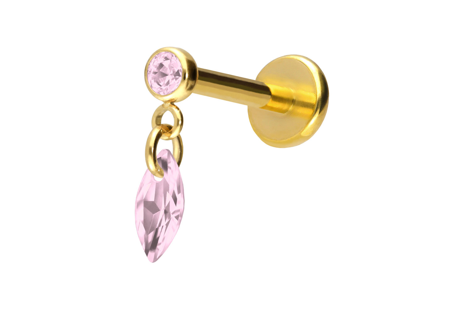 Titan Labret Piercing mit Push Fit KRISTALLOVAL